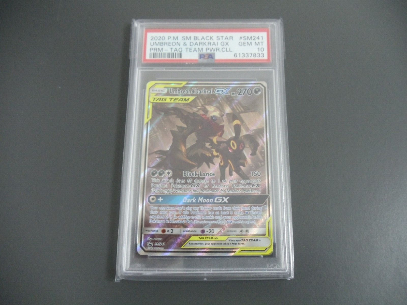 PSA 10 UMBREON DARKRAI GX BLACK STAR PROMO SM241 TAG TEAM POKEMON MOONBREON