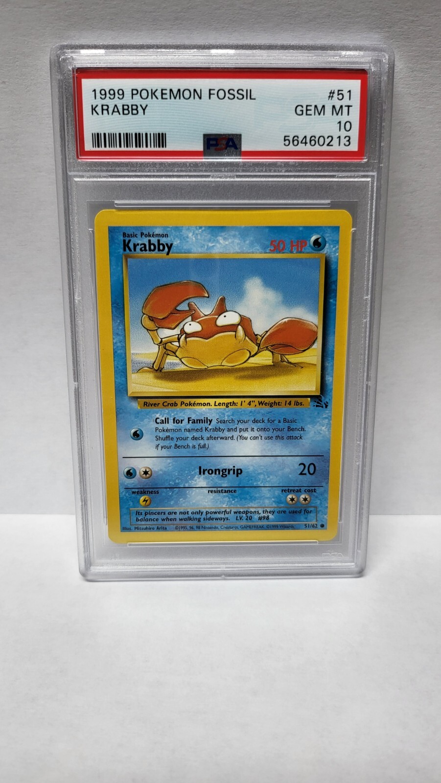 PSA 10 1999 Pokemon Fossil #51 Krabby “Slash Error”