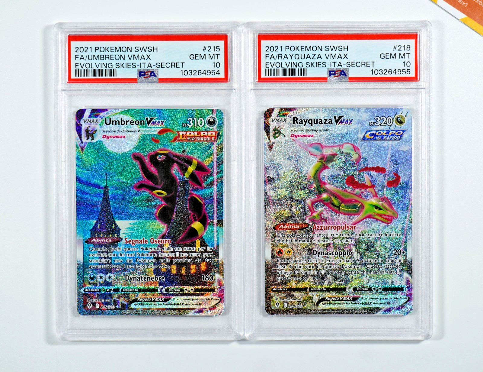 Pokemon PSA 10 Umbreon/Rayquaza Vmax #215-218 Ethereal Evolutions Sequential ITA