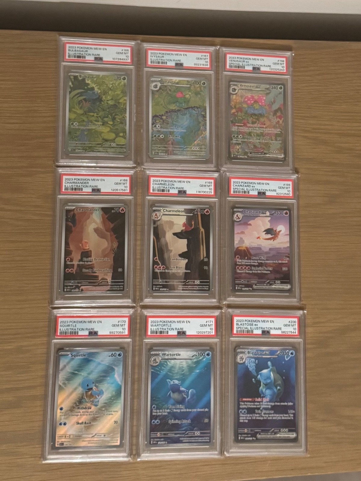 Pokemon 151 Starter PSA 10 Bundle English Charizard Venusaur Blastoise Set