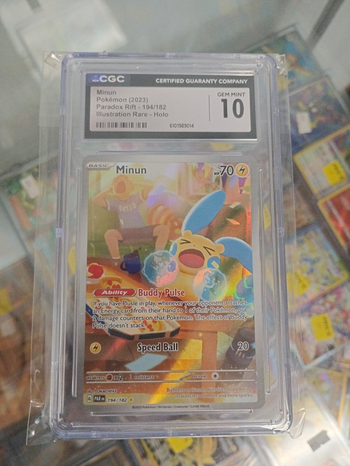 Minun Paradox Rift Full Art Holo Pokemon Card #194/182 CGC 10 (psa 10)