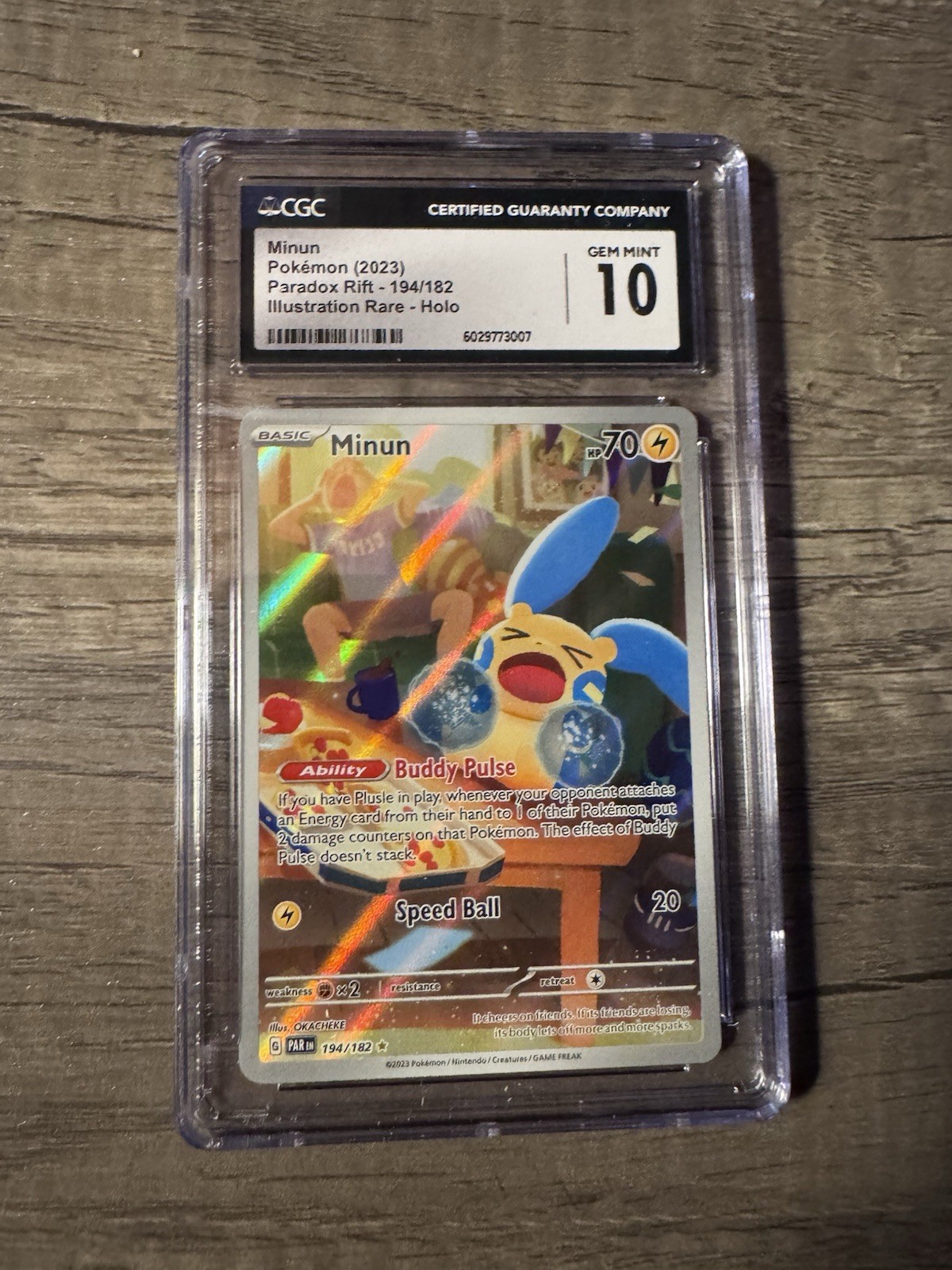 Minun Paradox Rift Full Art Holo Pokemon Card #194/182 CGC 10 (psa 10)