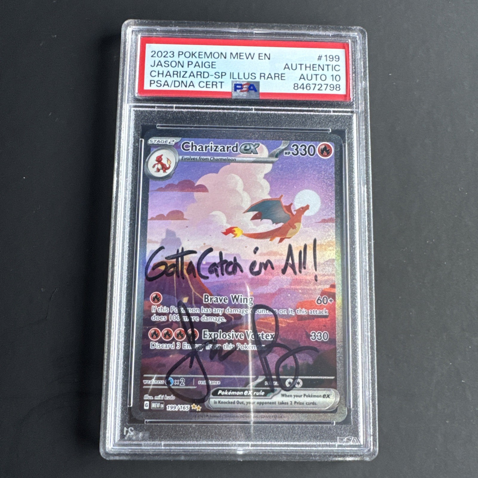 Charizard ex 199/165 Pokémon 151 Special Illustration Rare PSA 10 SIGNED