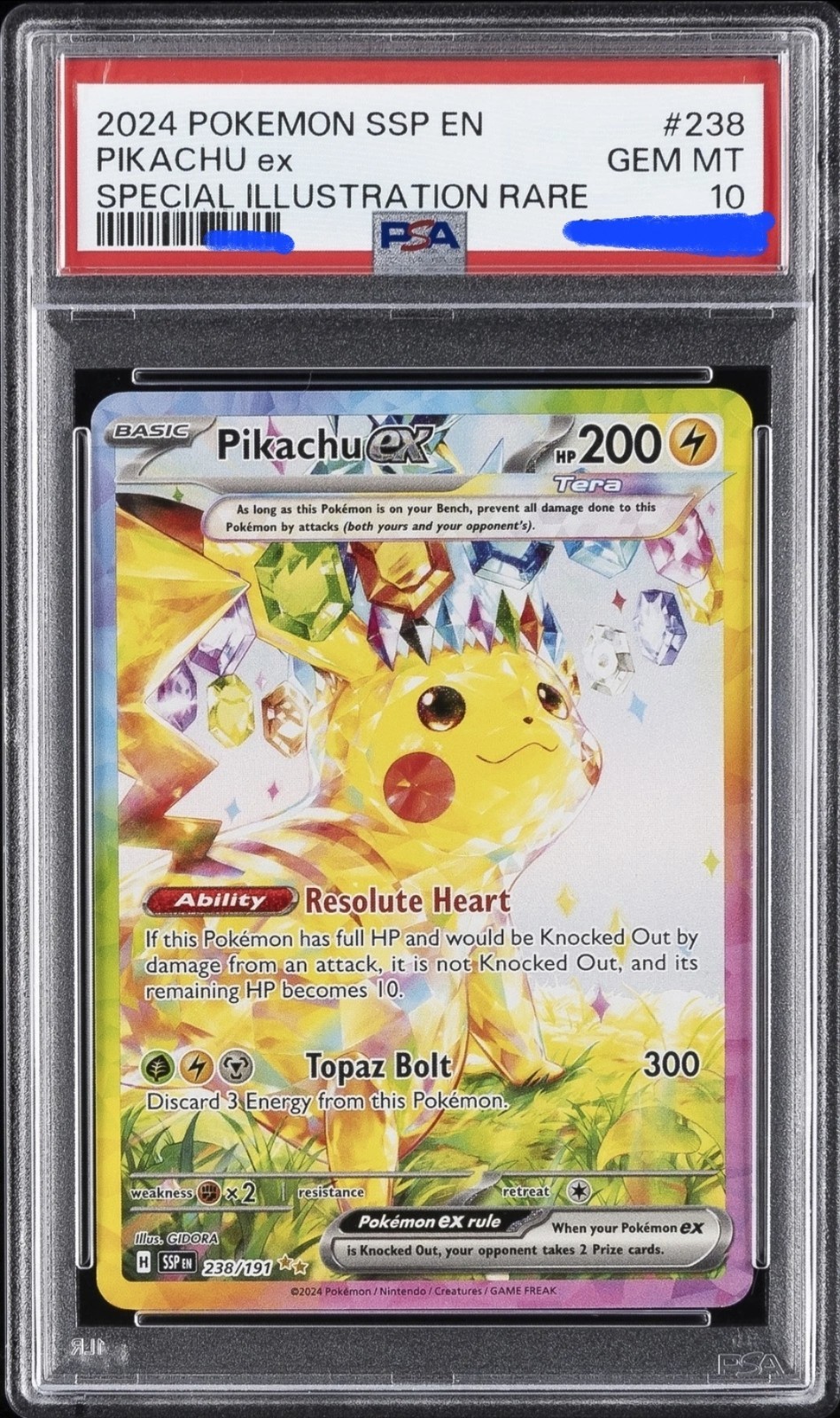 2024 POKEMON SSP EN-SURGING SPARKS SPECIAL ILLUSTRATION RARE PIKACHU EX PSA 10