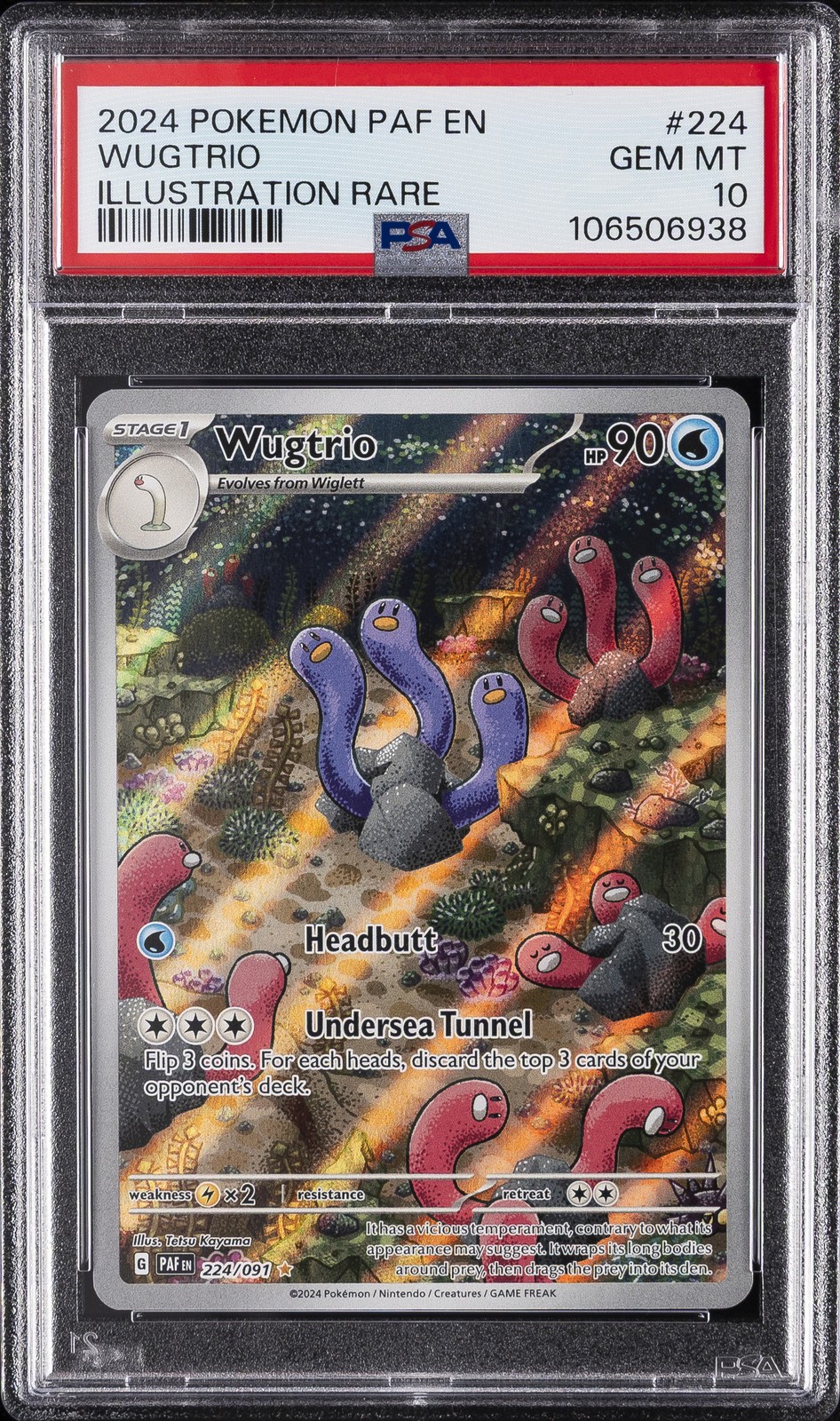 2024 POKEMON PAF EN-PALDEAN FATES ILLUSTRATION RARE #224 WUGTRIO PSA 10