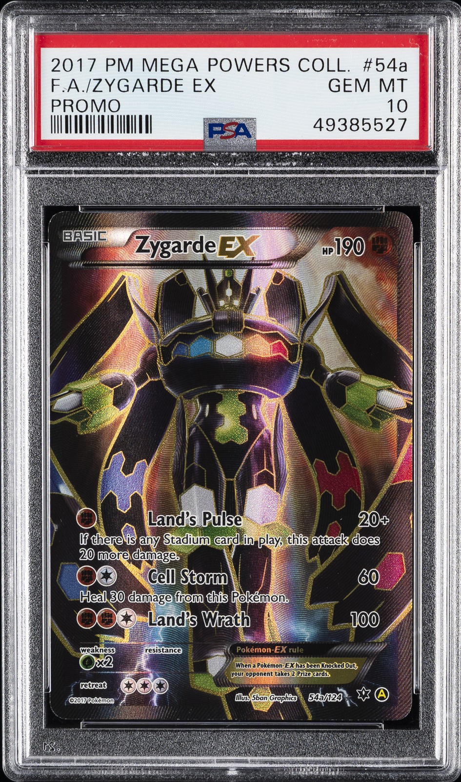 2017 POKEMON MEGA POWERS COLL PROMO #54A FULL ART/ZYGARDE EX PSA 10