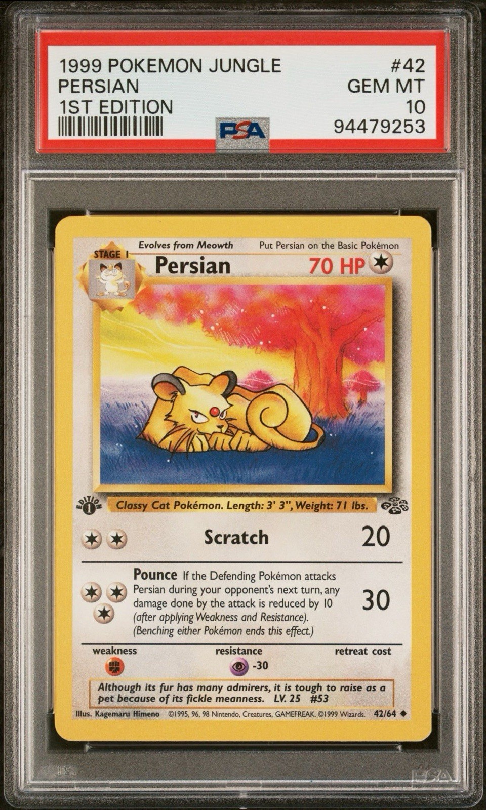 1999 Pokemon Jungle 1st Edition #42/64 Persian PSA 10 GEM MINT