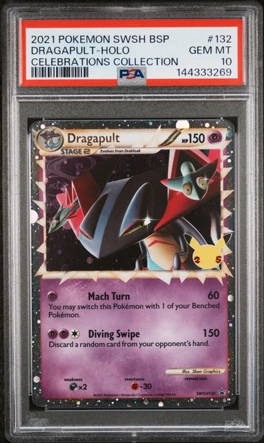 Psa 10 2021 Pokemon Swsh Black Star Promo Celebrations Collection Dragapult-Holo