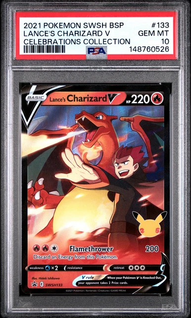 2021 Pokemon Swsh Black Star Promo #133 Lance's Charizard V Psa 10