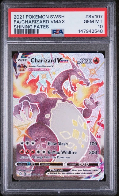 PSA 10 Charizard VMAX Shining Fates Full Art SV107/SV122 Pokemon Card FA 2021